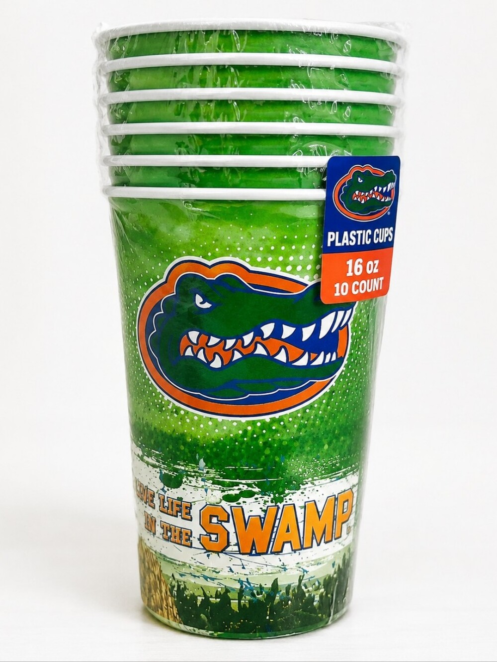 Florida Gators “Live Life In The Swamp” 16oz Plastic Party Cups 10 Pack, NWOT